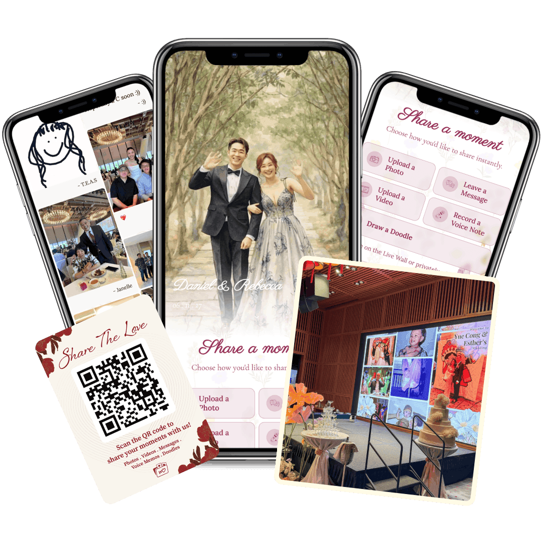 Merry digital guestbook, QR sharing, and wedding live wall