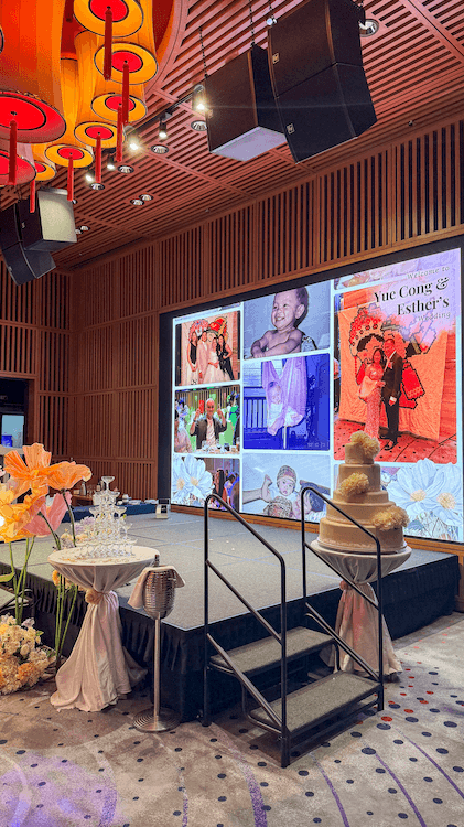 Merry live wall displayed on the wedding stage